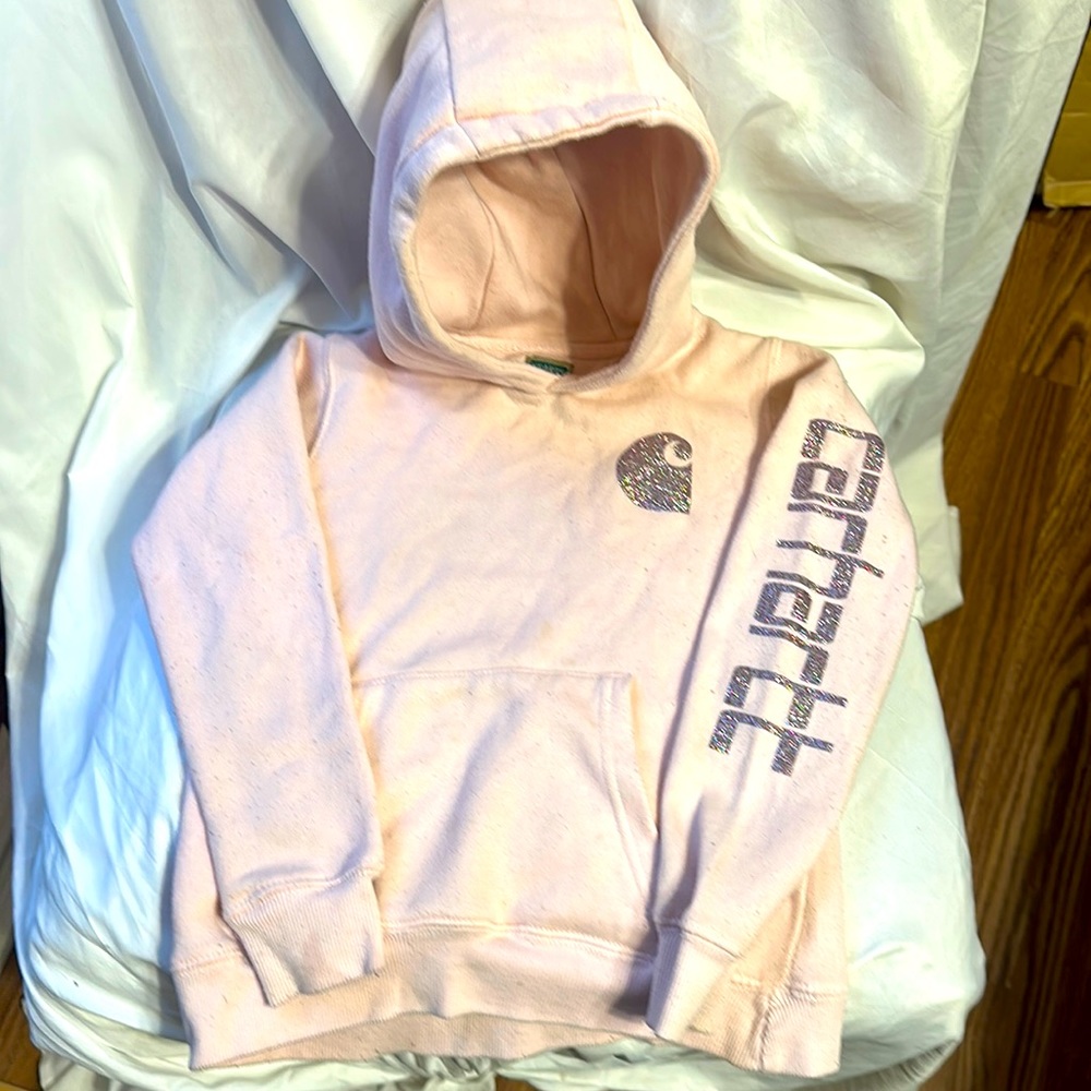 Hearth & Lodge Hooded Sweatshirt Girls Size 6 Light Pink Carhartt Logo